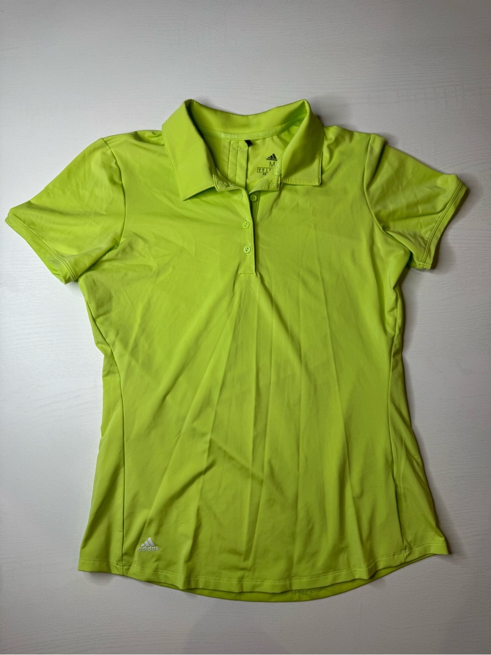 Adidas Neon Lime Green Polo Shirt Women's Size M